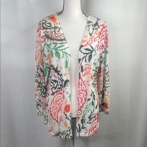 Chico’s Cardigan Sweater Open Front Cotton Blend Lightweight Sz XL